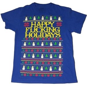 Happy Fucking Holidays Blue Funny Xmas Shirt